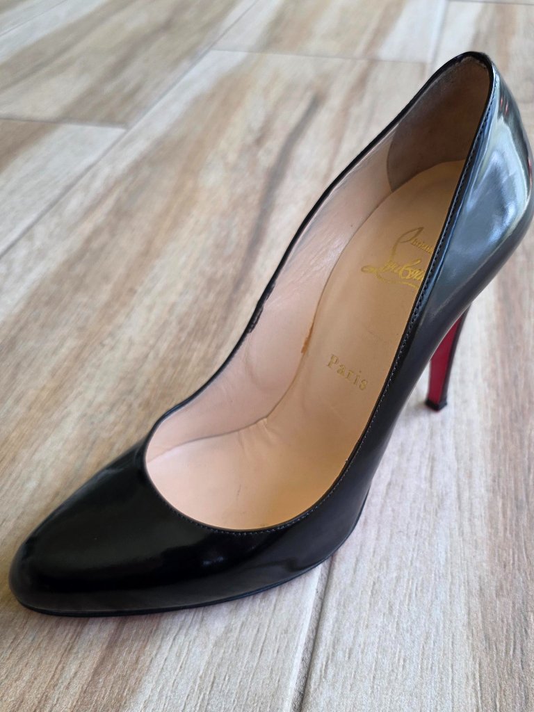 Christian Louboutin Feticha Black Leather Pumps Shoes Eur. 39